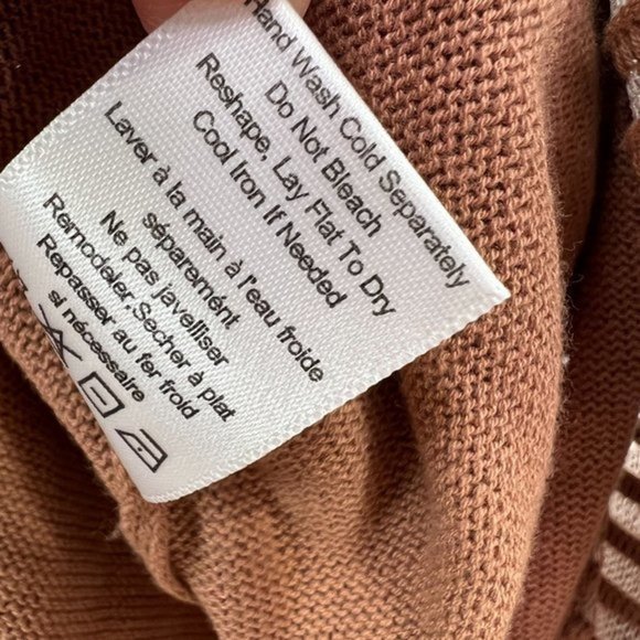 MARLA WYNNE Cardigan‎ Topper Chestnut Brown Striped Mesh Lagenlook Oversized XS - Picture 9 of 10